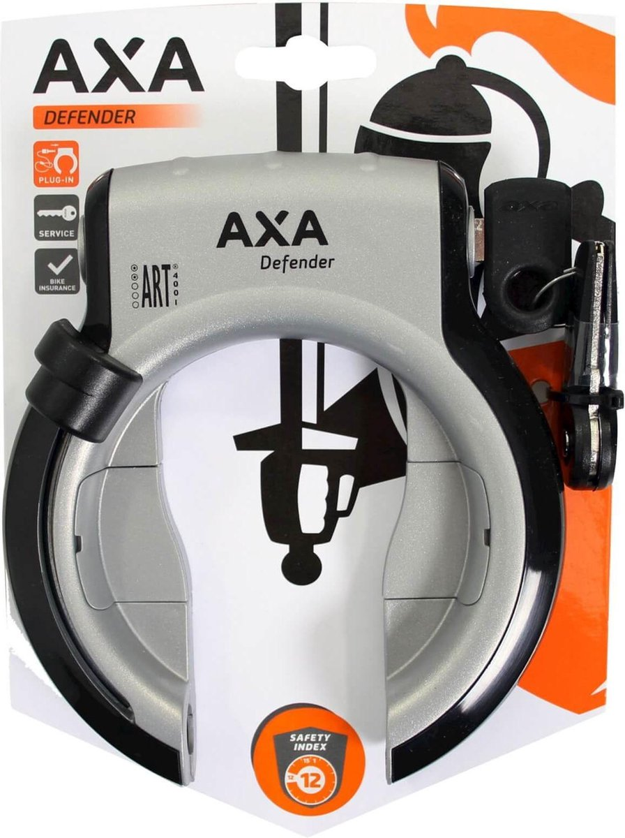 Ringslot Axa Defender Spatbord Bevestiging met Klapsleutel Zilver-Zwart Ringslot Axa Defender Spatbord Bevestiging met Klapsleutel Zilver-Zwart